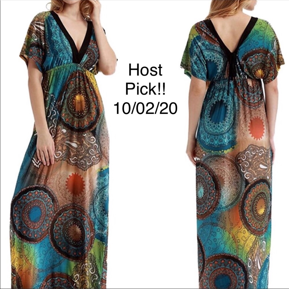 Morefeel BOHO printed V-neck maxi dress